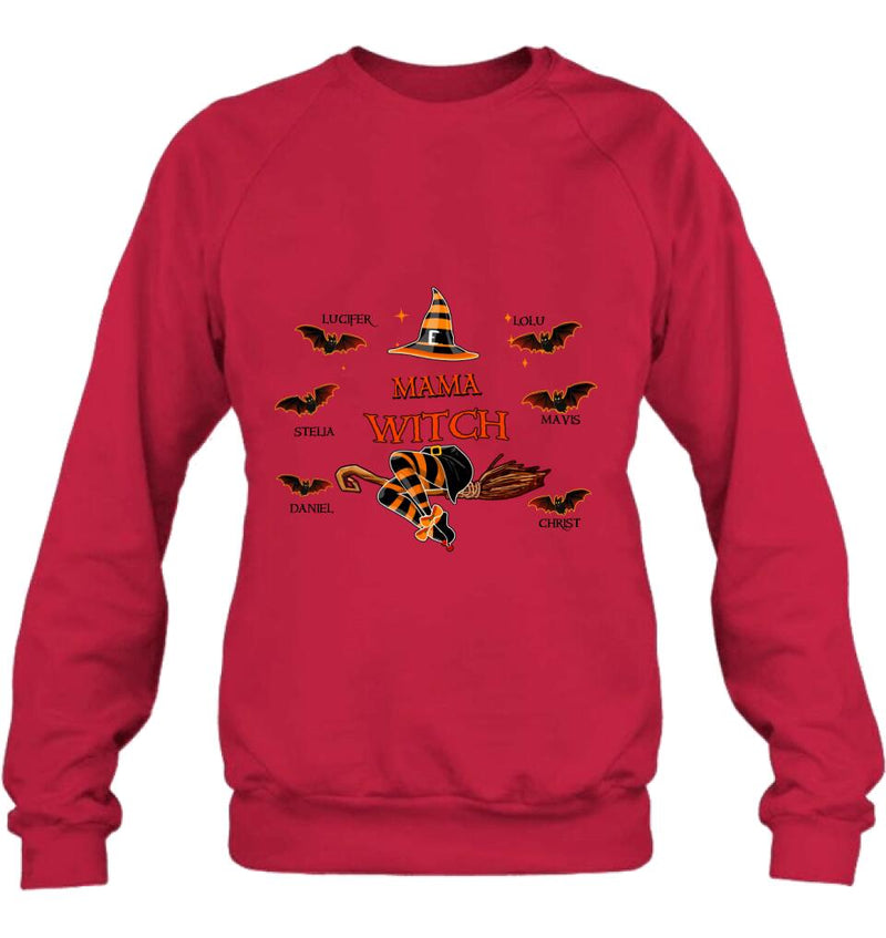 Personalized Halloween T-shirt/Sweatshirt/Hoodie/Long Sleeve - Up to 6 Bats - Best Gift For Halloween, Mother/Grandmother - Mama Witch - 80H9EN