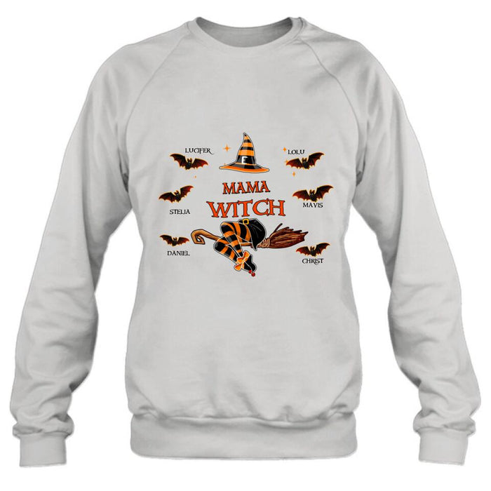 Custom Personalized Halloween T-shirt/Sweatshirt/Hoodie/Long Sleeve - Up to 6 Bats - Best Gift For Halloween, Mother/Grandmother - Mama Witch - 80H9EN