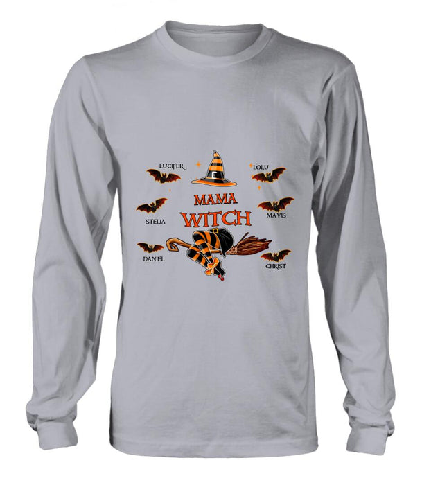 Custom Personalized Halloween T-shirt/Sweatshirt/Hoodie/Long Sleeve - Up to 6 Bats - Best Gift For Halloween, Mother/Grandmother - Mama Witch - 80H9EN