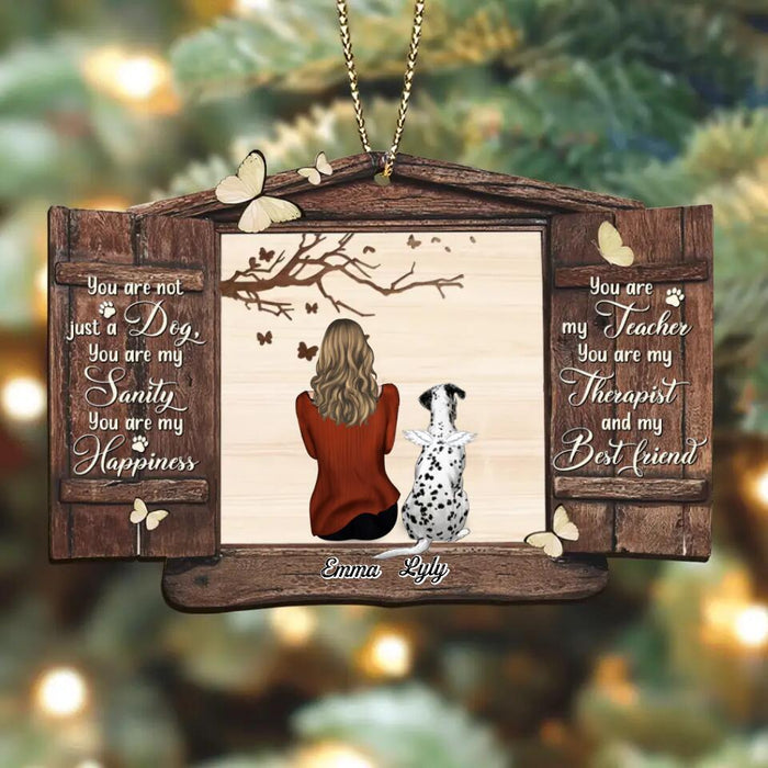 Custom Personalized Memorial Pet Mom/ Pet Dad Wooden Ornament - Upto 4 Pets - Memorial Gift For Dog/Cat Owner - You Are Not Just A Dog