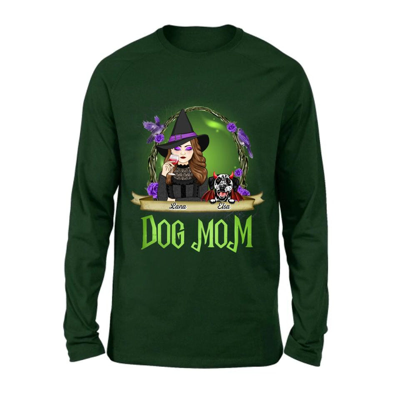 Personalized Dog Mom Witch Shirt/Hoodie - Up to 4 Dogs - Halloween Gift Idea For Dog Lovers - Dog Mom