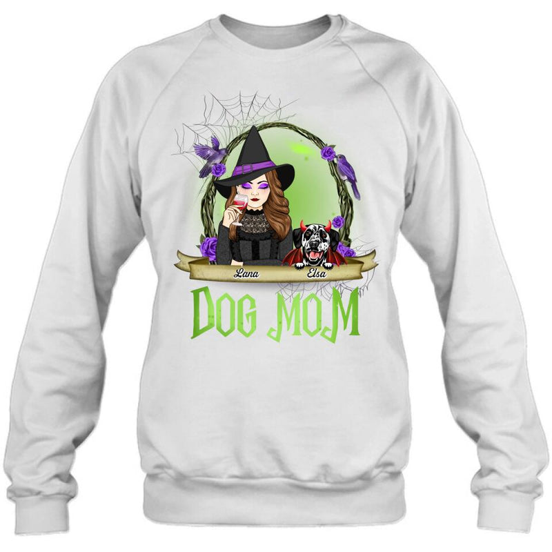Personalized Dog Mom Witch Shirt/Hoodie - Up to 4 Dogs - Halloween Gift Idea For Dog Lovers - Dog Mom