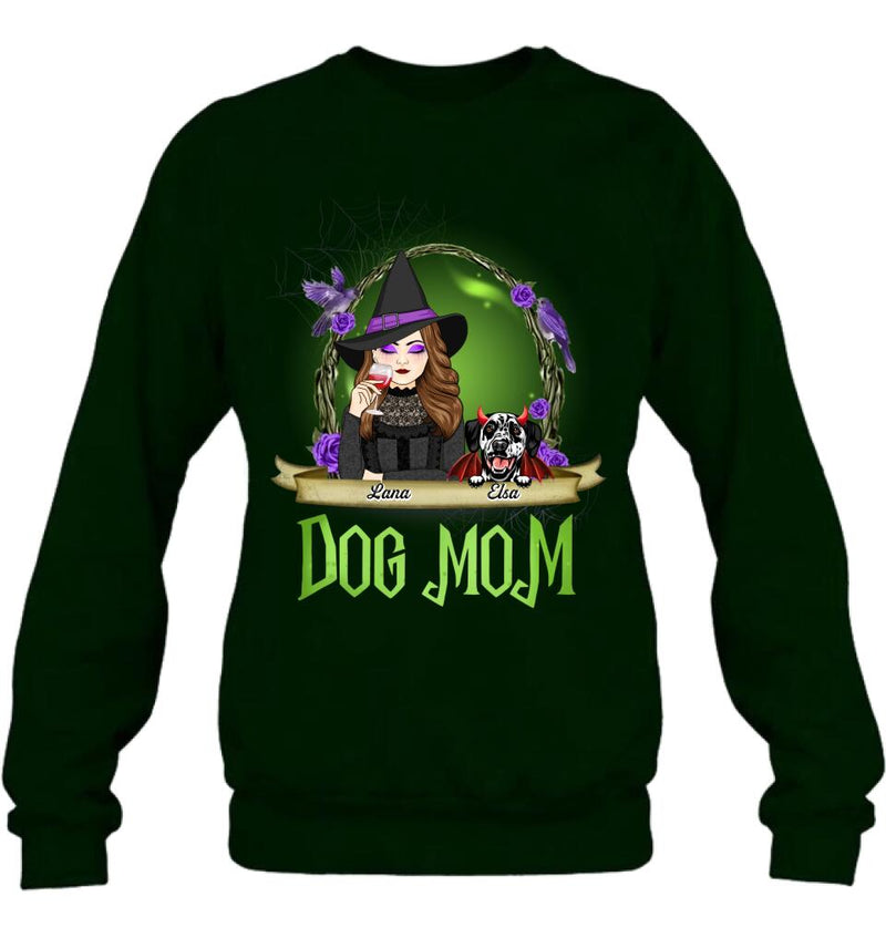 Personalized Dog Mom Witch Shirt/Hoodie - Up to 4 Dogs - Halloween Gift Idea For Dog Lovers - Dog Mom