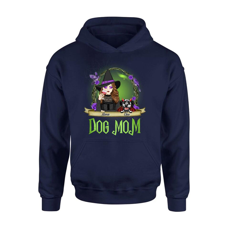 Personalized Dog Mom Witch Shirt/Hoodie - Up to 4 Dogs - Halloween Gift Idea For Dog Lovers - Dog Mom