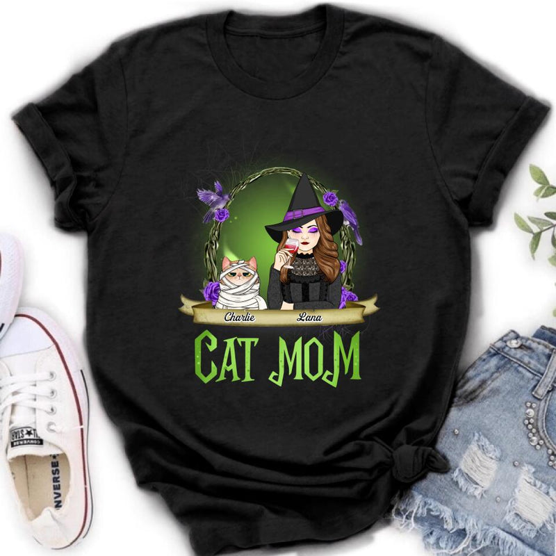 Personalized Cat Mom Witch Shirt/Hoodie - Up to 4 Cats - Halloween Gift Idea For Cat Lovers - Cat Mom