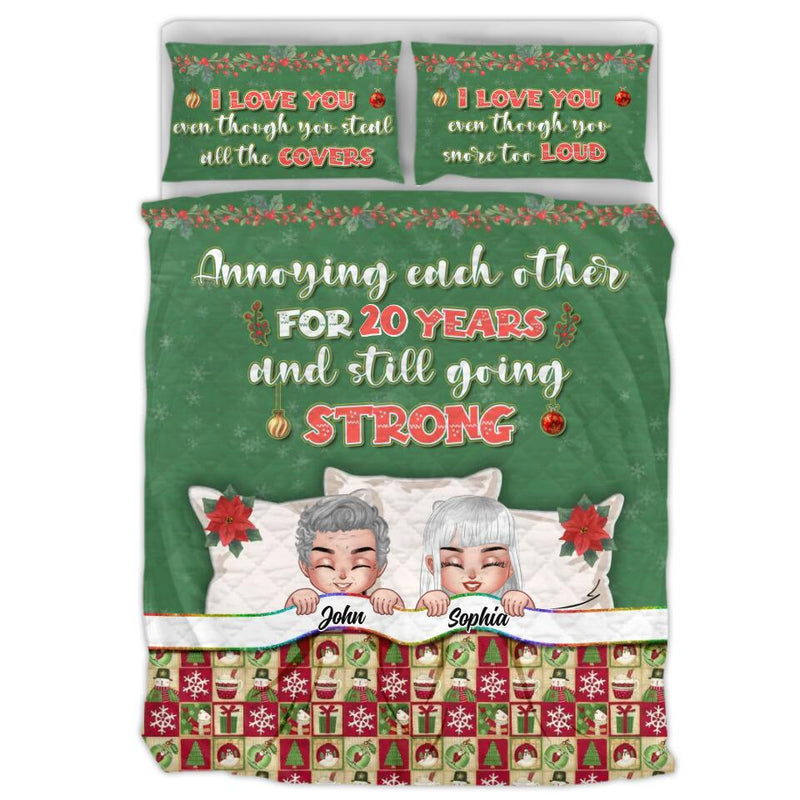 Personalized Couple Quilt Bed Sets - Anniversary Gift For Couple/Christmas - Annoying Each Other For 20 Years And Still Going Strong