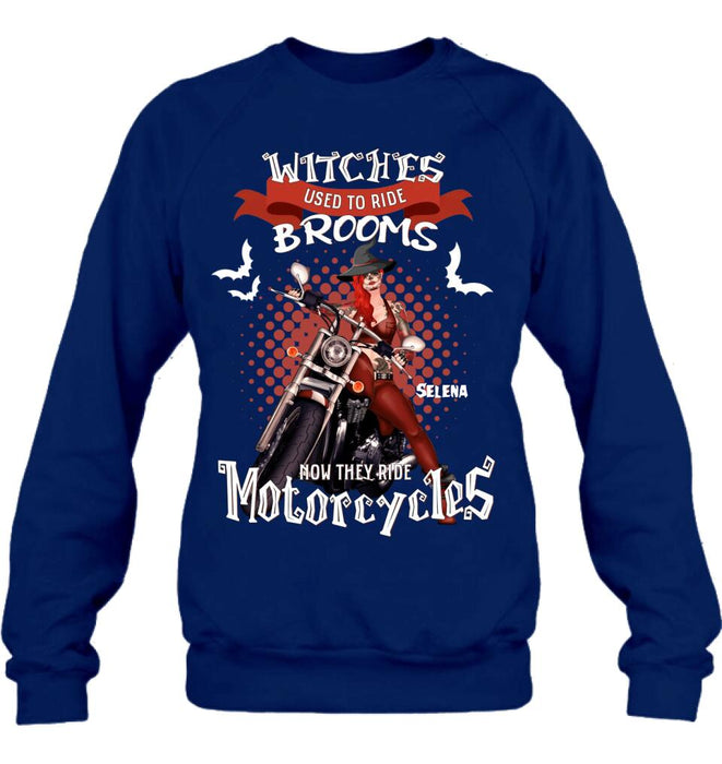 Custom Personalized Biker Shirt/ Hoodie - Gift Idea For Halloween - Witches Used To Ride Brooms Now They Ride Motocycles