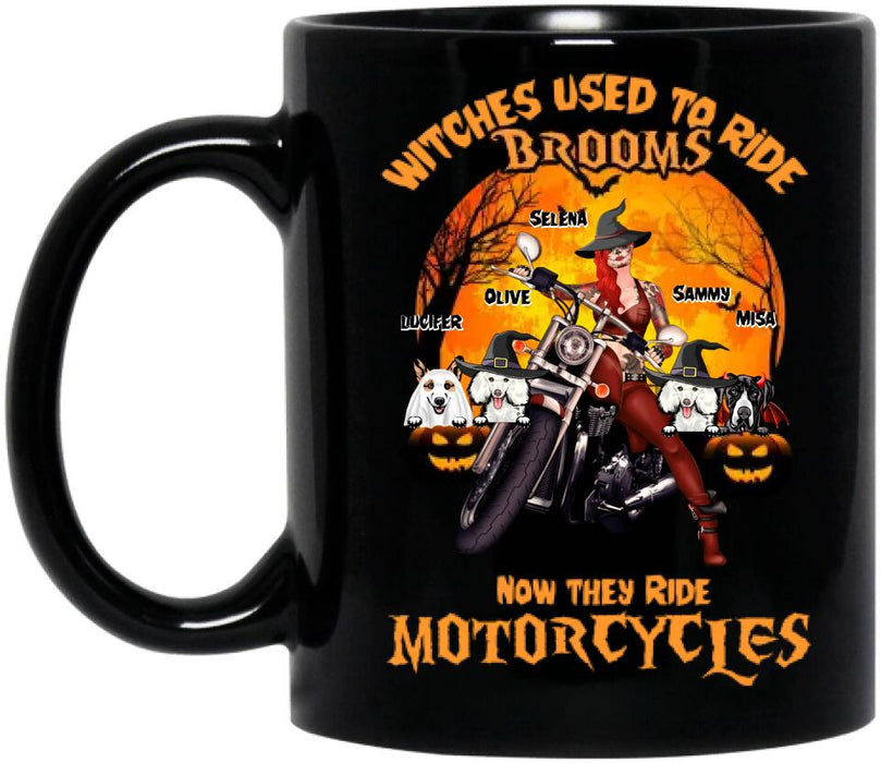 Custom Personalized Biker Coffee Mug - Gift Idea For Halloween - Witches Used To Ride Brooms Now They Ride Motocycles