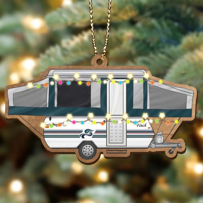 Personalized Camping Xmas Wooden Ornament - Christmas Gift Idea For Camping Lover/Christmas Decoration Gift