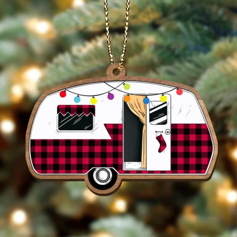 Personalized Camping Xmas Wooden Ornament - Christmas Gift Idea For Camping Lover/Christmas Decoration Gift