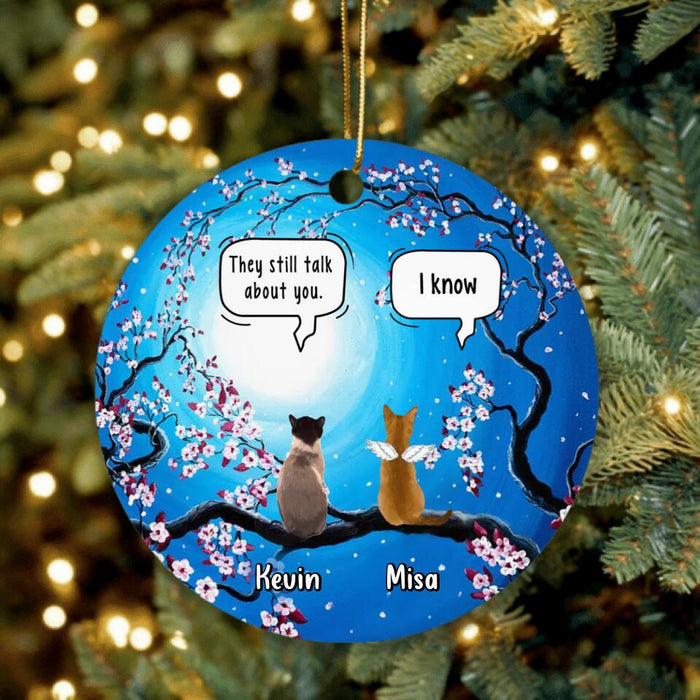 Custom Personalized Memorial Cat Ornament - Gift for Cat Owners - Memorial Conversation - Up to 4 Cats - They Still Talk About You