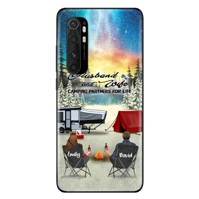 Custom Personalized Camping Xmas Phone Case - Christmas Gift For Camping Family/Couple/Single Parent/Solo - Upto 3 Kids and 4 Pets - Husband And Wife Camping Partners For Life - Case For Xiaomi, Oppo And Huawei