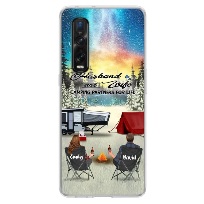 Custom Personalized Camping Xmas Phone Case - Christmas Gift For Camping Family/Couple/Single Parent/Solo - Upto 3 Kids and 4 Pets - Husband And Wife Camping Partners For Life - Case For Xiaomi, Oppo And Huawei