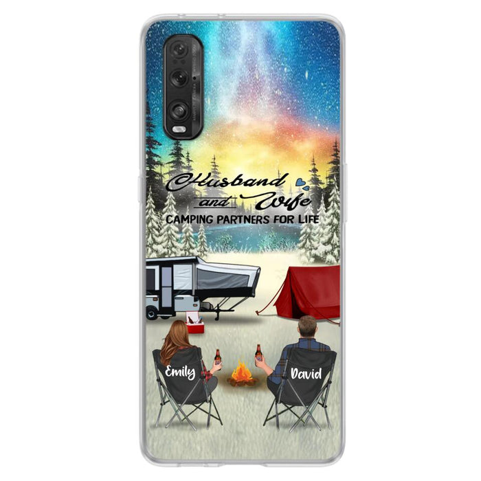 Custom Personalized Camping Xmas Phone Case - Christmas Gift For Camping Family/Couple/Single Parent/Solo - Upto 3 Kids and 4 Pets - Husband And Wife Camping Partners For Life - Case For Xiaomi, Oppo And Huawei