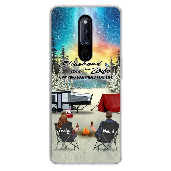 Custom Personalized Camping Xmas Phone Case - Christmas Gift For Camping Family/Couple/Single Parent/Solo - Upto 3 Kids and 4 Pets - Husband And Wife Camping Partners For Life - Case For Xiaomi, Oppo And Huawei