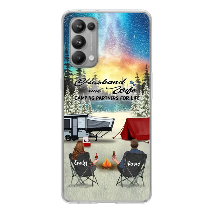 Custom Personalized Camping Xmas Phone Case - Christmas Gift For Camping Family/Couple/Single Parent/Solo - Upto 3 Kids and 4 Pets - Husband And Wife Camping Partners For Life - Case For Xiaomi, Oppo And Huawei