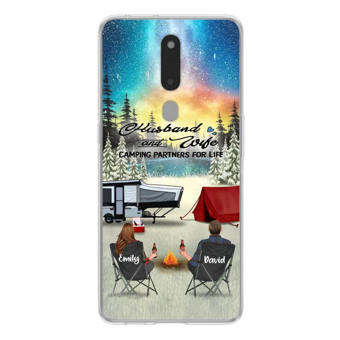 Custom Personalized Camping Xmas Phone Case - Christmas Gift For Camping Family/Couple/Single Parent/Solo - Upto 3 Kids and 4 Pets - Husband And Wife Camping Partners For Life - Case For Xiaomi, Oppo And Huawei