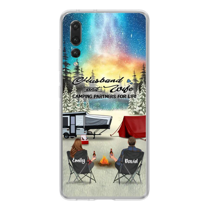 Custom Personalized Camping Xmas Phone Case - Christmas Gift For Camping Family/Couple/Single Parent/Solo - Upto 3 Kids and 4 Pets - Husband And Wife Camping Partners For Life - Case For Xiaomi, Oppo And Huawei