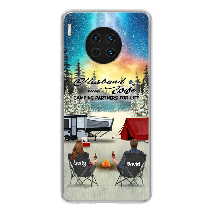 Custom Personalized Camping Xmas Phone Case - Christmas Gift For Camping Family/Couple/Single Parent/Solo - Upto 3 Kids and 4 Pets - Husband And Wife Camping Partners For Life - Case For Xiaomi, Oppo And Huawei