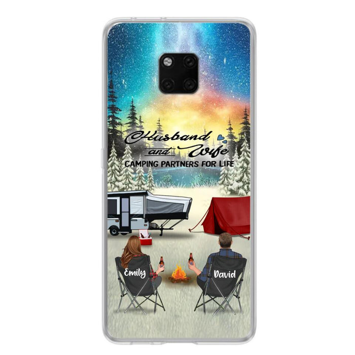 Custom Personalized Camping Xmas Phone Case - Christmas Gift For Camping Family/Couple/Single Parent/Solo - Upto 3 Kids and 4 Pets - Husband And Wife Camping Partners For Life - Case For Xiaomi, Oppo And Huawei