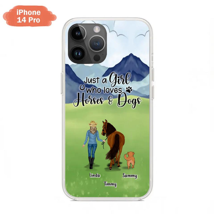 Custom Personalized Horse & Dog Phone Case - Gift Idea For Horse/Dog Lovers With Up To 2 Horses And 4 Dogs - Just A Girl Who Loves Horses & Dogs - Cases For iPhone & Samsung