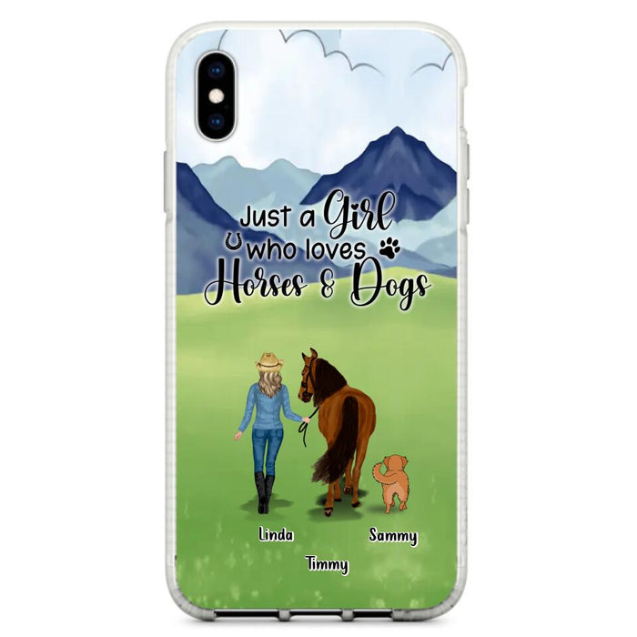 Custom Personalized Horse & Dog Phone Case - Gift Idea For Horse/Dog Lovers With Up To 2 Horses And 4 Dogs - Just A Girl Who Loves Horses & Dogs - Cases For iPhone & Samsung