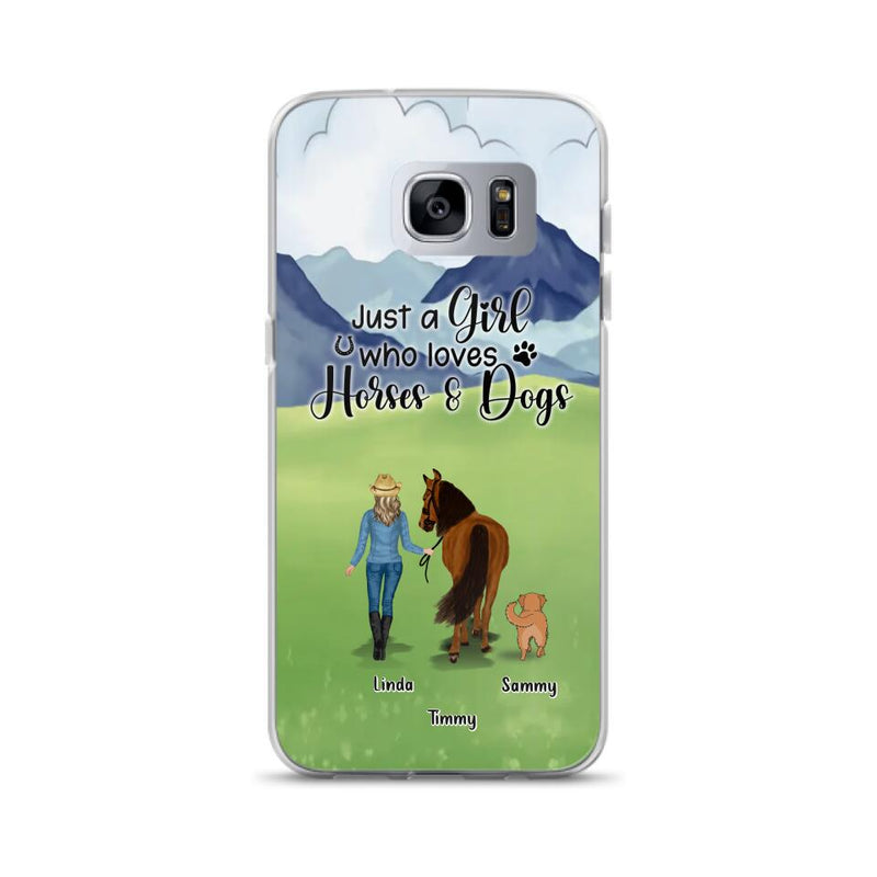 Personalized Horse & Dog Phone Case - Gift Idea For Horse/Dog Lovers With Up To 2 Horses And 4 Dogs - Just A Girl Who Loves Horses & Dogs - Cases For iPhone & Samsung