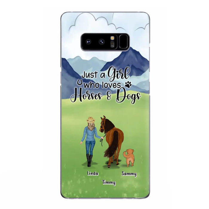 Custom Personalized Horse & Dog Phone Case - Gift Idea For Horse/Dog Lovers With Up To 2 Horses And 4 Dogs - Just A Girl Who Loves Horses & Dogs - Cases For iPhone & Samsung