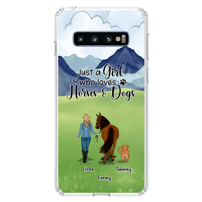 Custom Personalized Horse & Dog Phone Case - Gift Idea For Horse/Dog Lovers With Up To 2 Horses And 4 Dogs - Just A Girl Who Loves Horses & Dogs - Cases For iPhone & Samsung