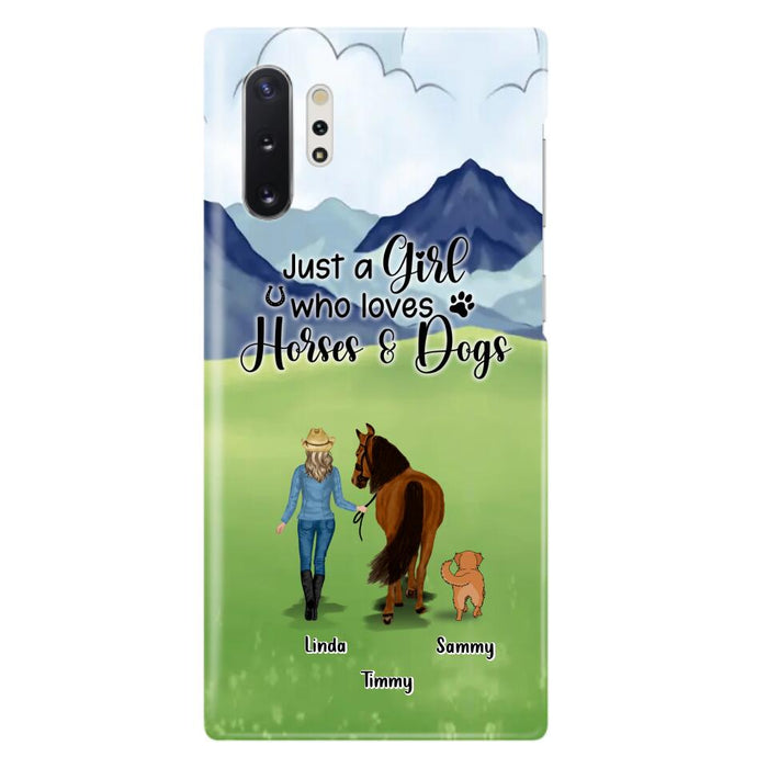 Custom Personalized Horse & Dog Phone Case - Gift Idea For Horse/Dog Lovers With Up To 2 Horses And 4 Dogs - Just A Girl Who Loves Horses & Dogs - Cases For iPhone & Samsung