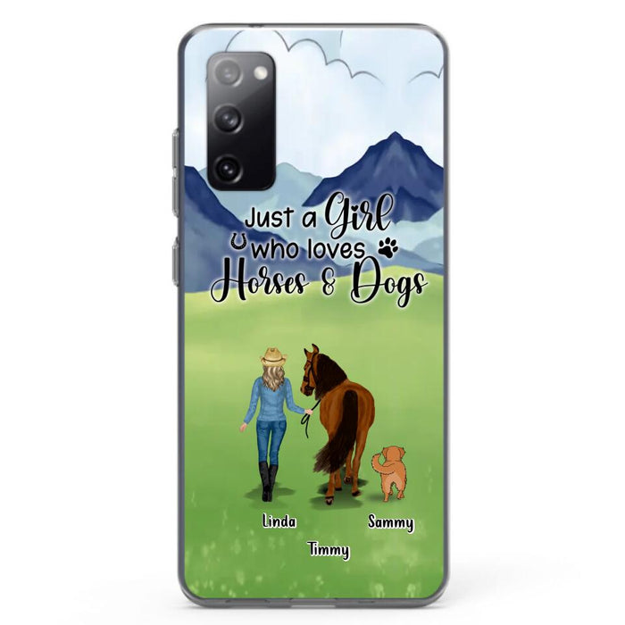Custom Personalized Horse & Dog Phone Case - Gift Idea For Horse/Dog Lovers With Up To 2 Horses And 4 Dogs - Just A Girl Who Loves Horses & Dogs - Cases For iPhone & Samsung