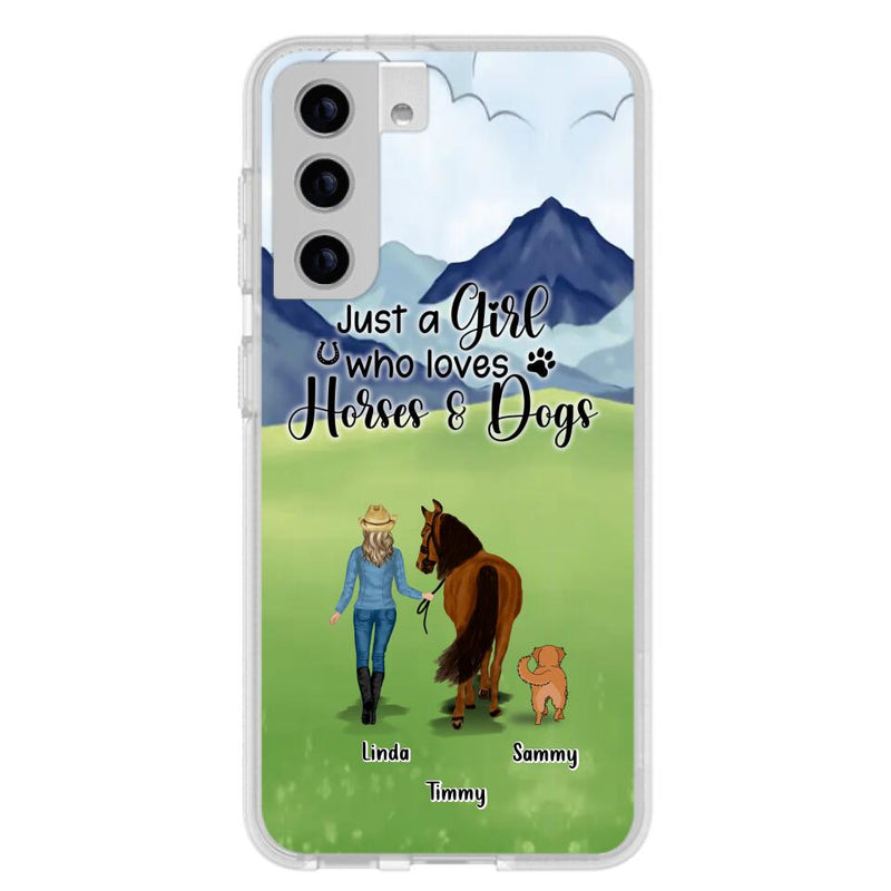 Personalized Horse & Dog Phone Case - Gift Idea For Horse/Dog Lovers With Up To 2 Horses And 4 Dogs - Just A Girl Who Loves Horses & Dogs - Cases For iPhone & Samsung