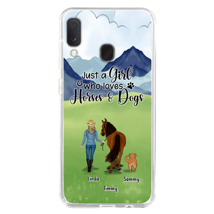 Custom Personalized Horse & Dog Phone Case - Gift Idea For Horse/Dog Lovers With Up To 2 Horses And 4 Dogs - Just A Girl Who Loves Horses & Dogs - Cases For iPhone & Samsung