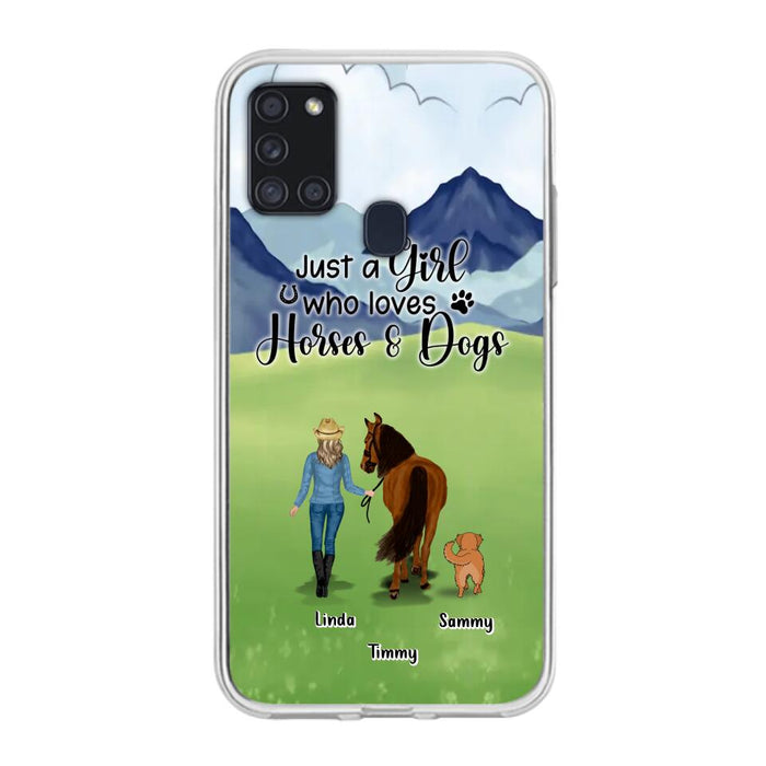 Custom Personalized Horse & Dog Phone Case - Gift Idea For Horse/Dog Lovers With Up To 2 Horses And 4 Dogs - Just A Girl Who Loves Horses & Dogs - Cases For iPhone & Samsung