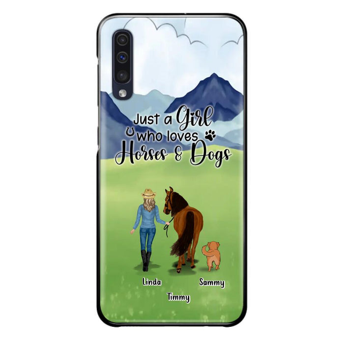 Custom Personalized Horse & Dog Phone Case - Gift Idea For Horse/Dog Lovers With Up To 2 Horses And 4 Dogs - Just A Girl Who Loves Horses & Dogs - Cases For iPhone & Samsung