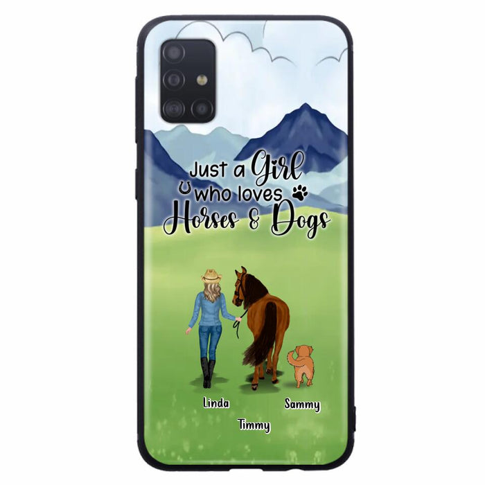 Custom Personalized Horse & Dog Phone Case - Gift Idea For Horse/Dog Lovers With Up To 2 Horses And 4 Dogs - Just A Girl Who Loves Horses & Dogs - Cases For iPhone & Samsung