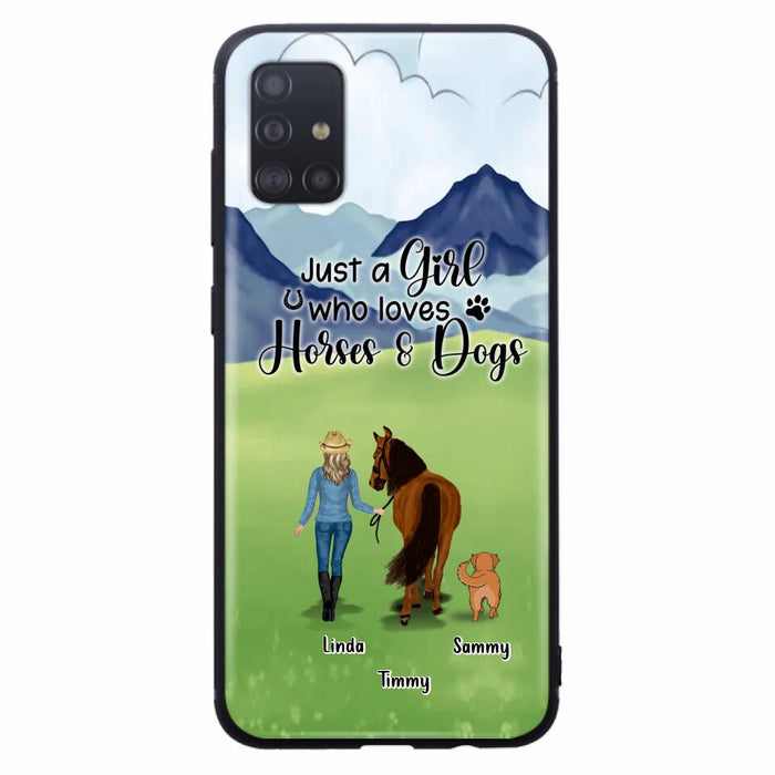 Custom Personalized Horse & Dog Phone Case - Gift Idea For Horse/Dog Lovers With Up To 2 Horses And 4 Dogs - Just A Girl Who Loves Horses & Dogs - Cases For iPhone & Samsung