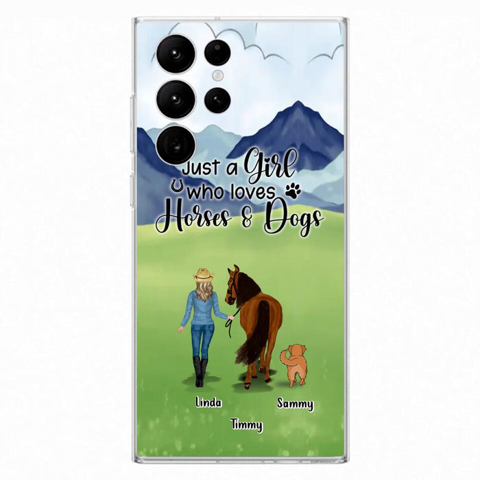 Custom Personalized Horse & Dog Phone Case - Gift Idea For Horse/Dog Lovers With Up To 2 Horses And 4 Dogs - Just A Girl Who Loves Horses & Dogs - Cases For iPhone & Samsung