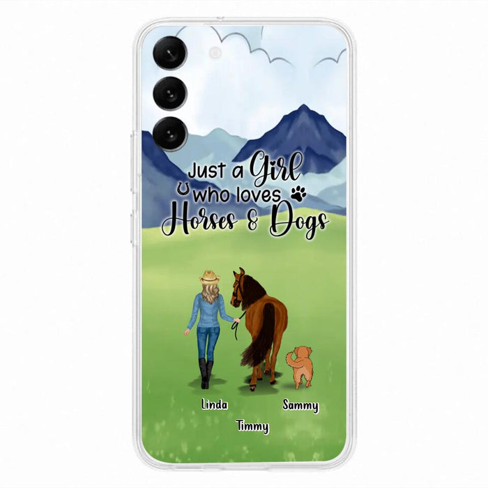 Custom Personalized Horse & Dog Phone Case - Gift Idea For Horse/Dog Lovers With Up To 2 Horses And 4 Dogs - Just A Girl Who Loves Horses & Dogs - Cases For iPhone & Samsung