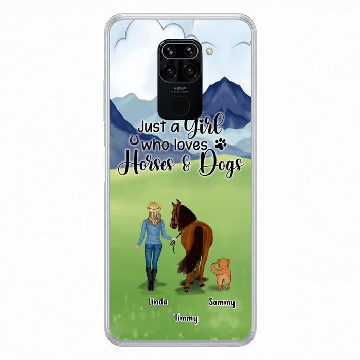 Custom Personalized Horse & Dog Phone Case - Gift Idea For Horse/Dog Lovers With Up To 2 Horses And 4 Dogs - Just A Girl Who Loves Horses & Dogs - Cases For Oppo, Xiaomi & Huawei