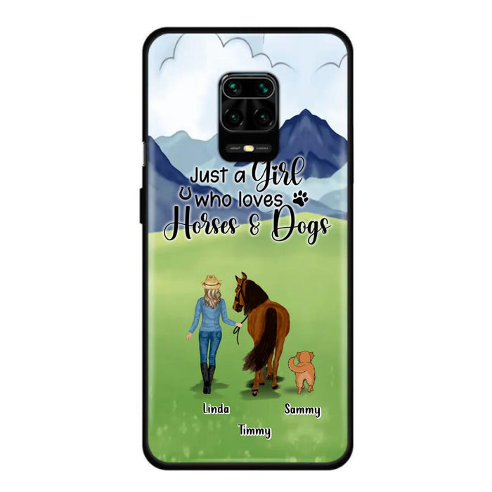 Custom Personalized Horse & Dog Phone Case - Gift Idea For Horse/Dog Lovers With Up To 2 Horses And 4 Dogs - Just A Girl Who Loves Horses & Dogs - Cases For Oppo, Xiaomi & Huawei