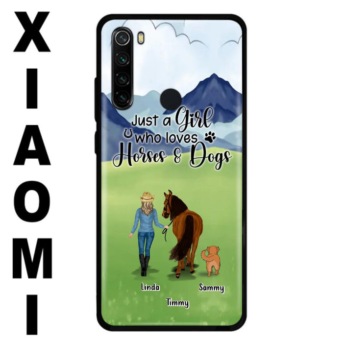 Custom Personalized Horse & Dog Phone Case - Gift Idea For Horse/Dog Lovers With Up To 2 Horses And 4 Dogs - Just A Girl Who Loves Horses & Dogs - Cases For Oppo, Xiaomi & Huawei