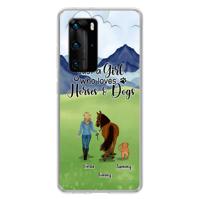 Custom Personalized Horse & Dog Phone Case - Gift Idea For Horse/Dog Lovers With Up To 2 Horses And 4 Dogs - Just A Girl Who Loves Horses & Dogs - Cases For Oppo, Xiaomi & Huawei