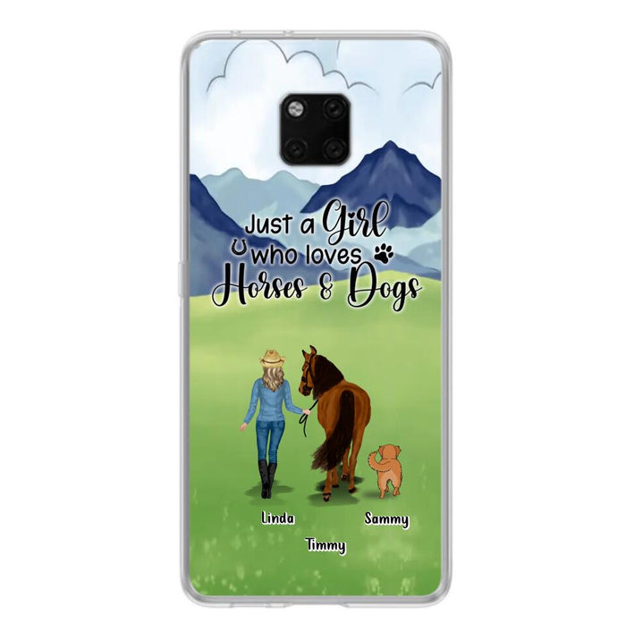 Custom Personalized Horse & Dog Phone Case - Gift Idea For Horse/Dog Lovers With Up To 2 Horses And 4 Dogs - Just A Girl Who Loves Horses & Dogs - Cases For Oppo, Xiaomi & Huawei