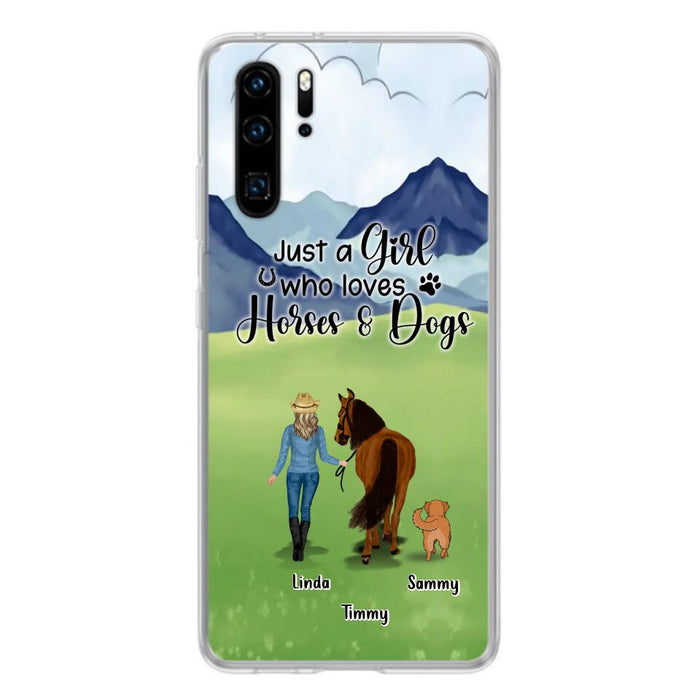 Custom Personalized Horse & Dog Phone Case - Gift Idea For Horse/Dog Lovers With Up To 2 Horses And 4 Dogs - Just A Girl Who Loves Horses & Dogs - Cases For Oppo, Xiaomi & Huawei