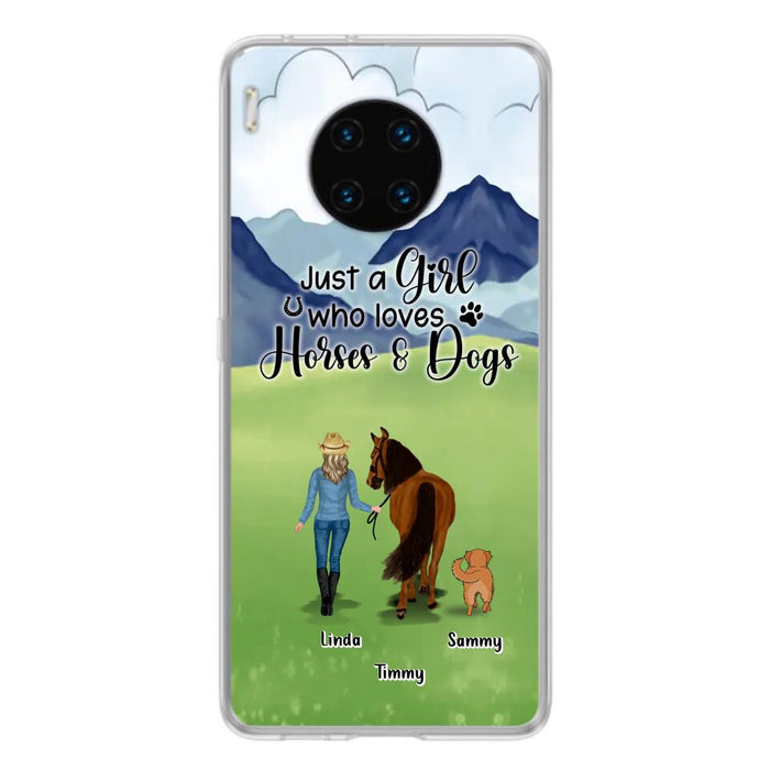 Custom Personalized Horse & Dog Phone Case - Gift Idea For Horse/Dog Lovers With Up To 2 Horses And 4 Dogs - Just A Girl Who Loves Horses & Dogs - Cases For Oppo, Xiaomi & Huawei