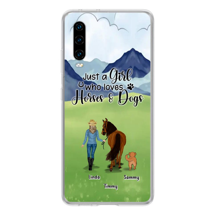 Custom Personalized Horse & Dog Phone Case - Gift Idea For Horse/Dog Lovers With Up To 2 Horses And 4 Dogs - Just A Girl Who Loves Horses & Dogs - Cases For Oppo, Xiaomi & Huawei