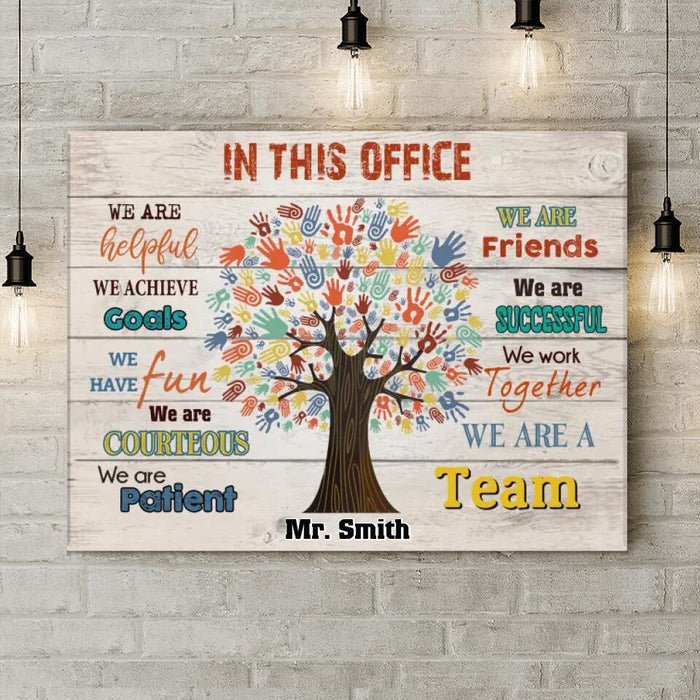 Custom Personalized Social Worker Horizontal Canvas - In This Office We Are Helpful We Are A Team