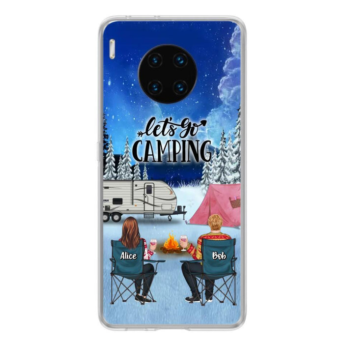 Custom Personalized Christmas Camping Phone Case - Christmas Gift For Family/ Couple/ Camping Lover - Upto 2 Kids and 3 Pets - Let's Go Camping - Case For Xiaomi, Oppo And Huawei