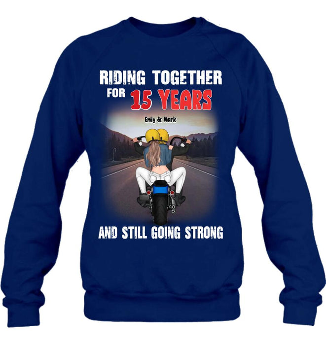 Personalized Biker Shirt/ Hoodie - Biker/ Couple/ Christmas Gift Idea - Riding Together For 15 Years And Still Going Strong